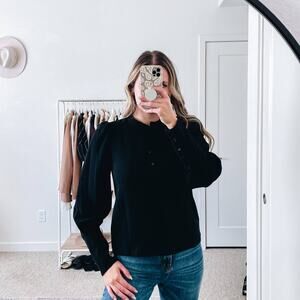 ALC Black Button Front Puff Sleeve Tophe‎